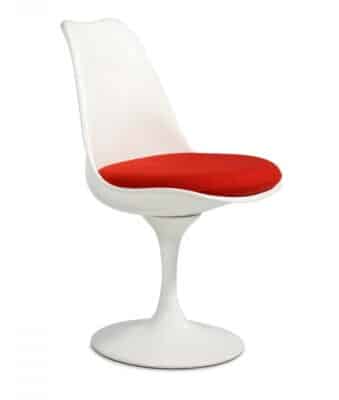 Sedia-Tulip-bianca-cuscino-rosso-Morganti-Arredamenti-Rimini-Riccione